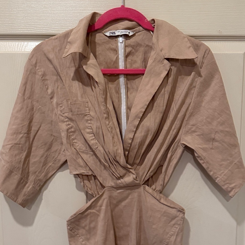 Zara linen blend cut out mini dress, small - Picture 3 of 9